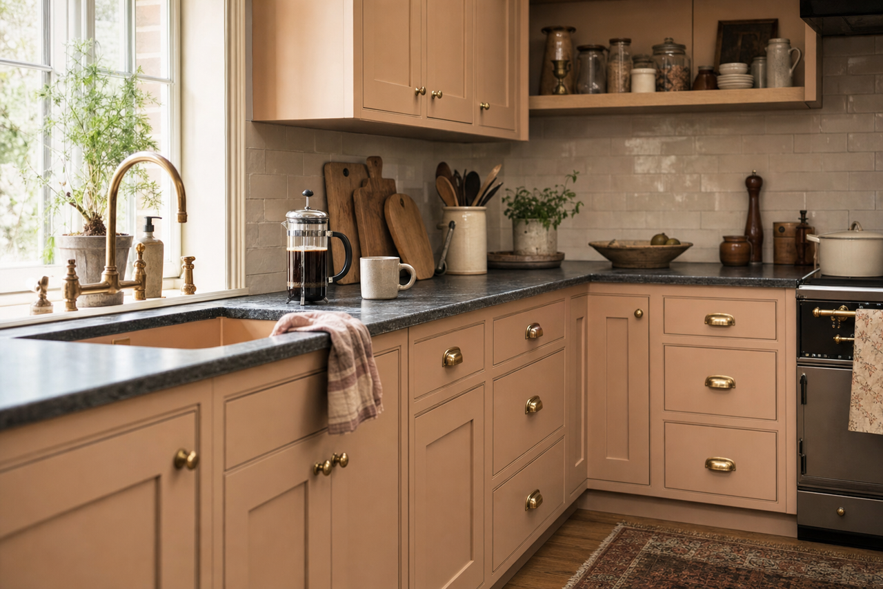 Chelsea Mauve by Sherwin-Williams on cabinets