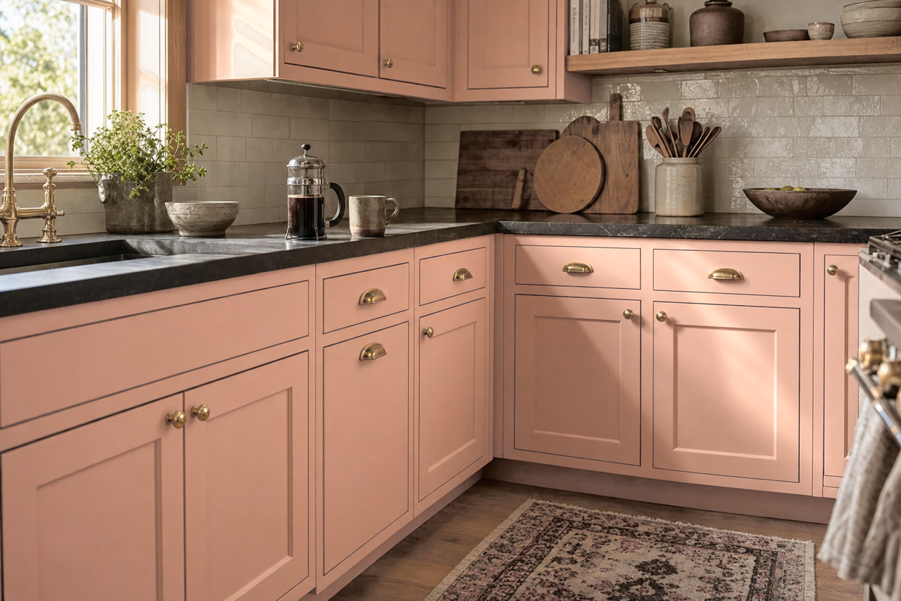 Cabbage Rose by Sherwin-Williams on cabinets