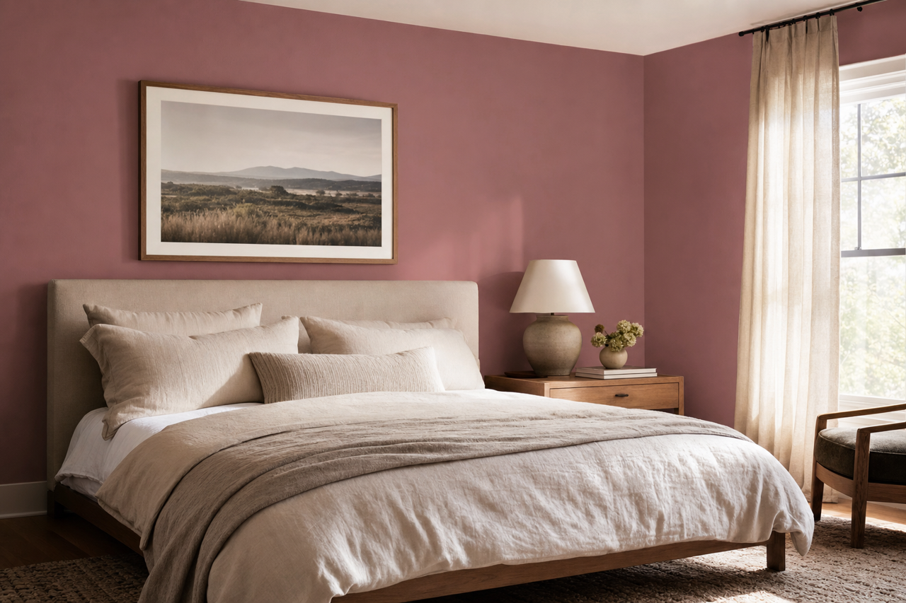 Rose Brocade by Sherwin-Williams on interiors