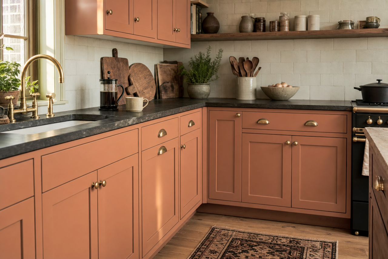 Decorous Amber by Sherwin-Williams on cabinets