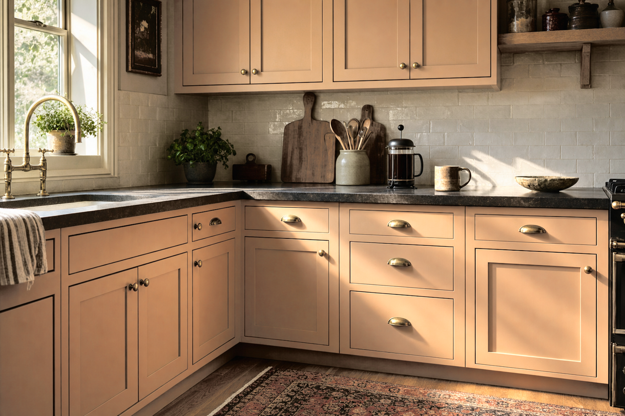 Wickerwork by Sherwin-Williams on cabinets