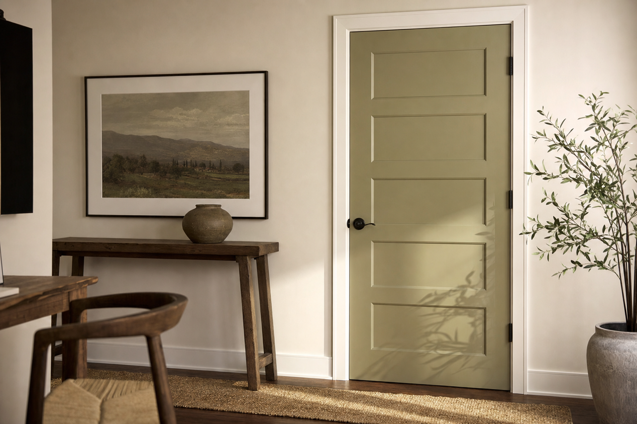 Sheraton Sage by Sherwin-Williams on interior-doors