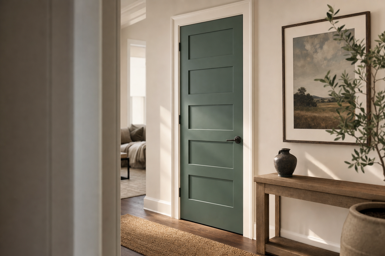 Billiard Green by Sherwin-Williams on interior-doors