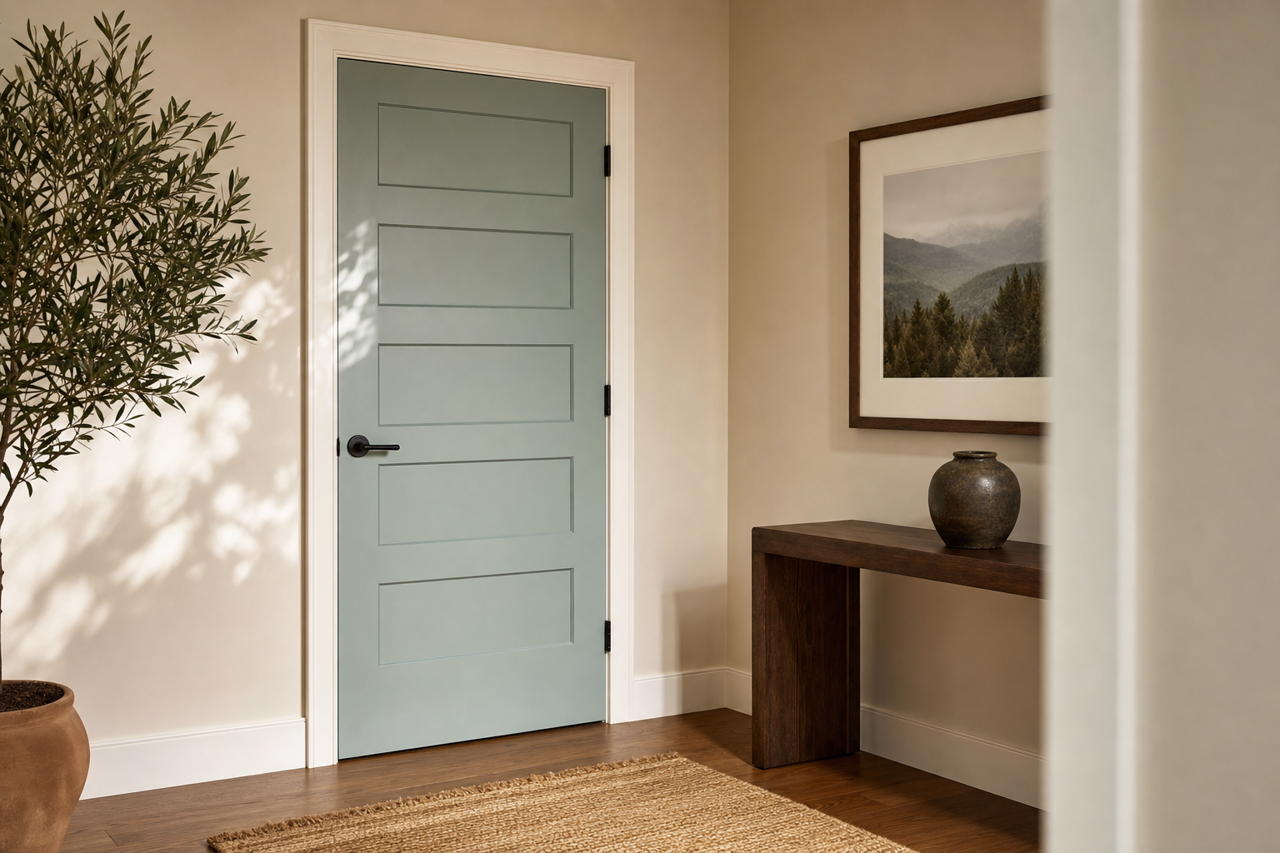 Calico by Sherwin-Williams on interior-doors