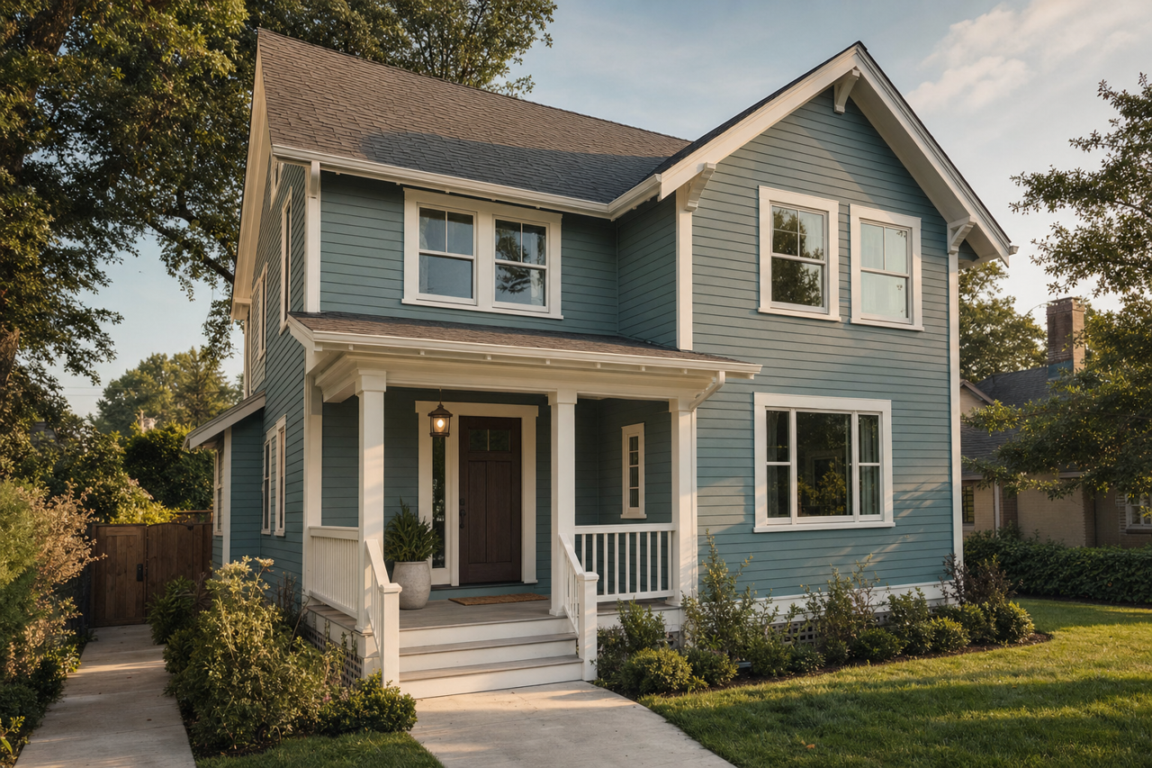 Teal Stencil by Sherwin-Williams on exterior