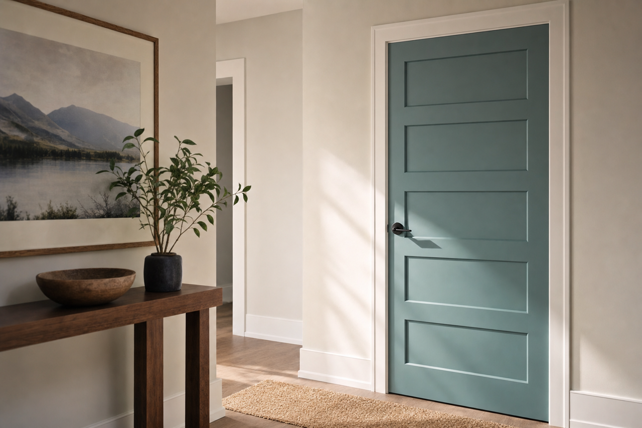 Teal Stencil by Sherwin-Williams on interior-doors