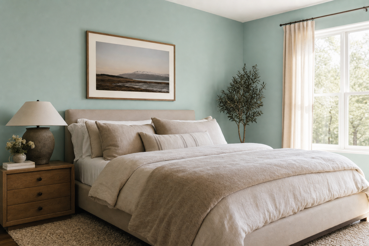 Festoon Aqua by Sherwin-Williams on interiors