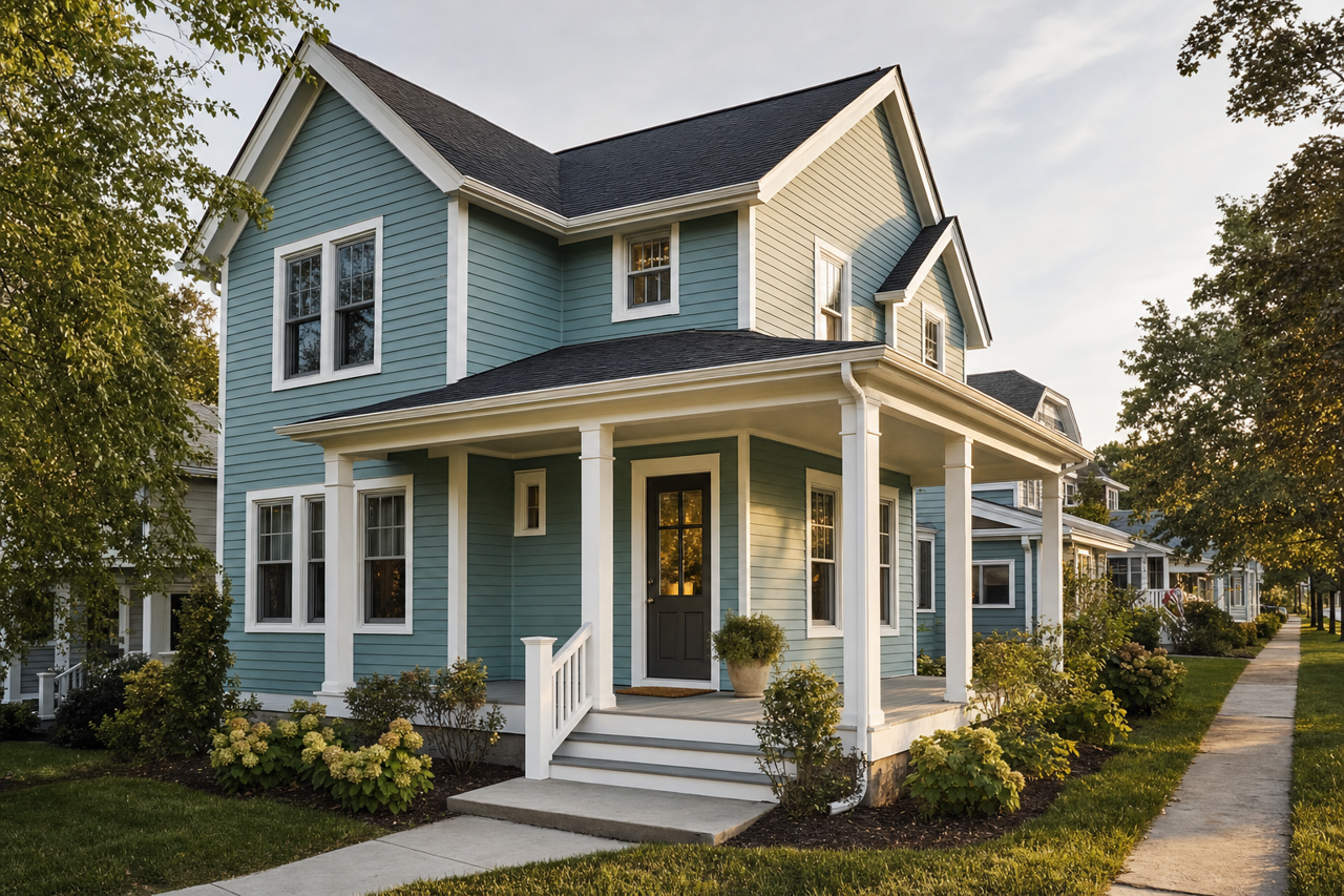 Peacock Plume by Sherwin-Williams on exterior