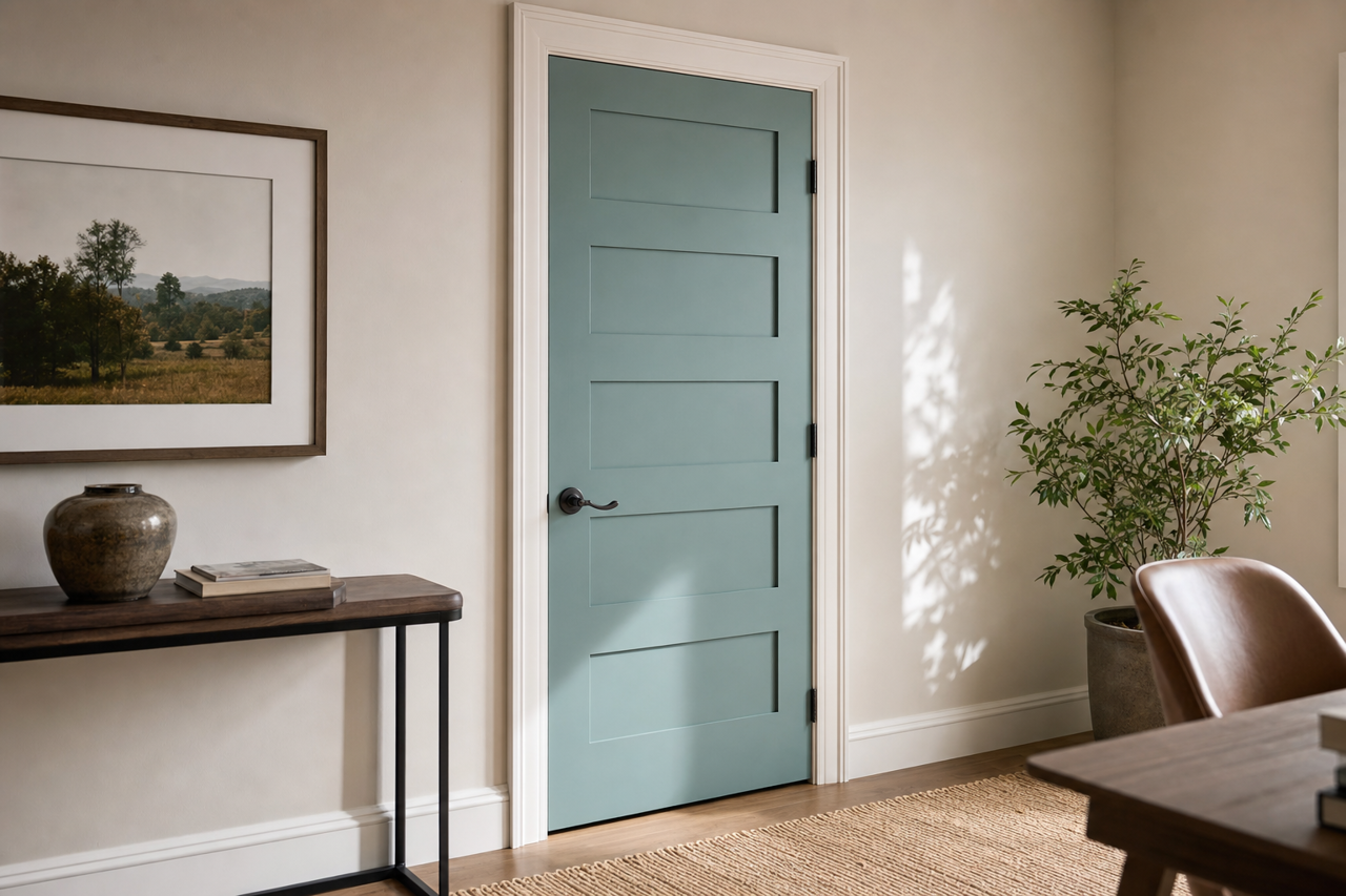 Peacock Plume by Sherwin-Williams on interior-doors
