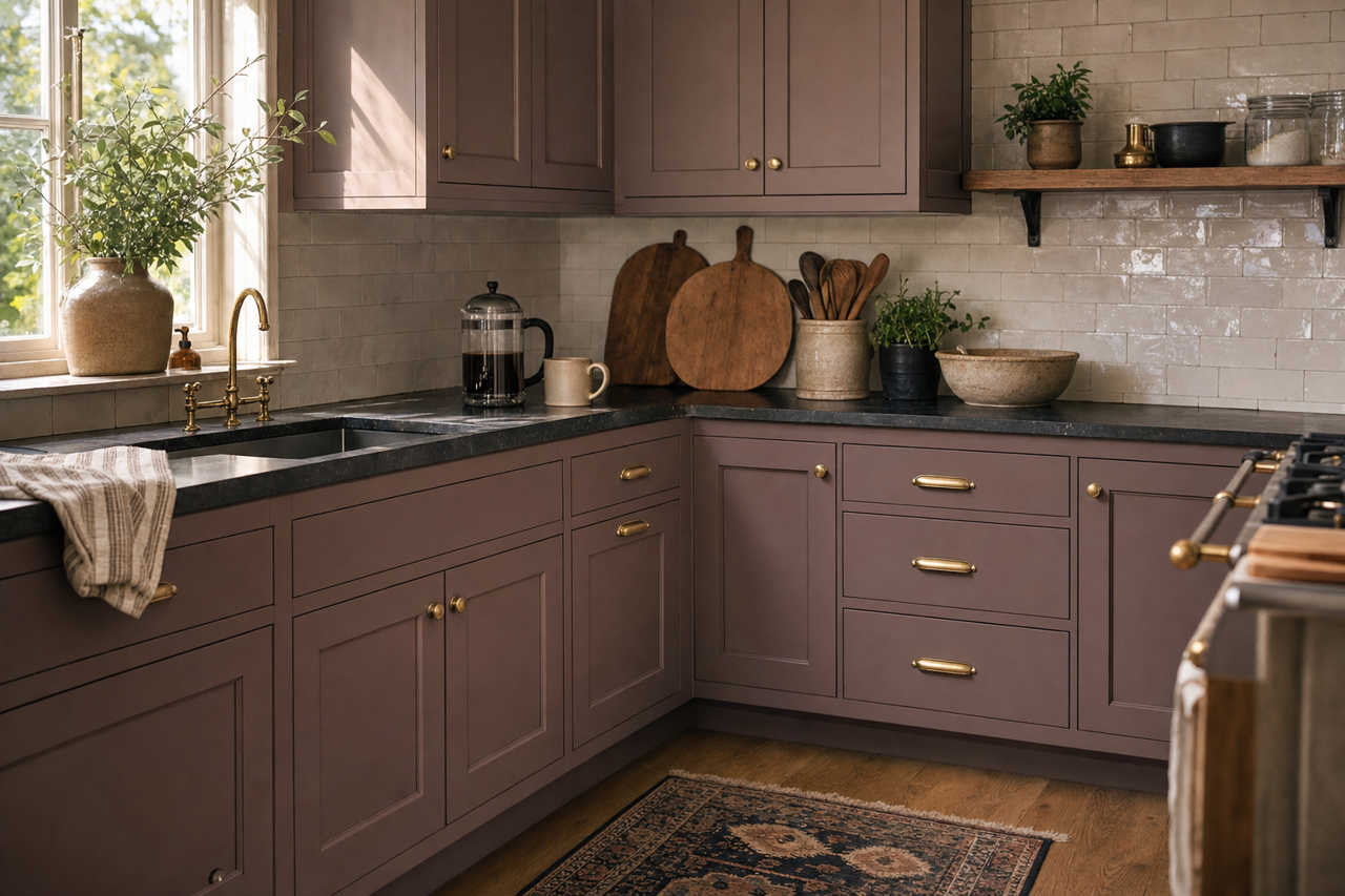 Patchwork Plum by Sherwin-Williams on cabinets