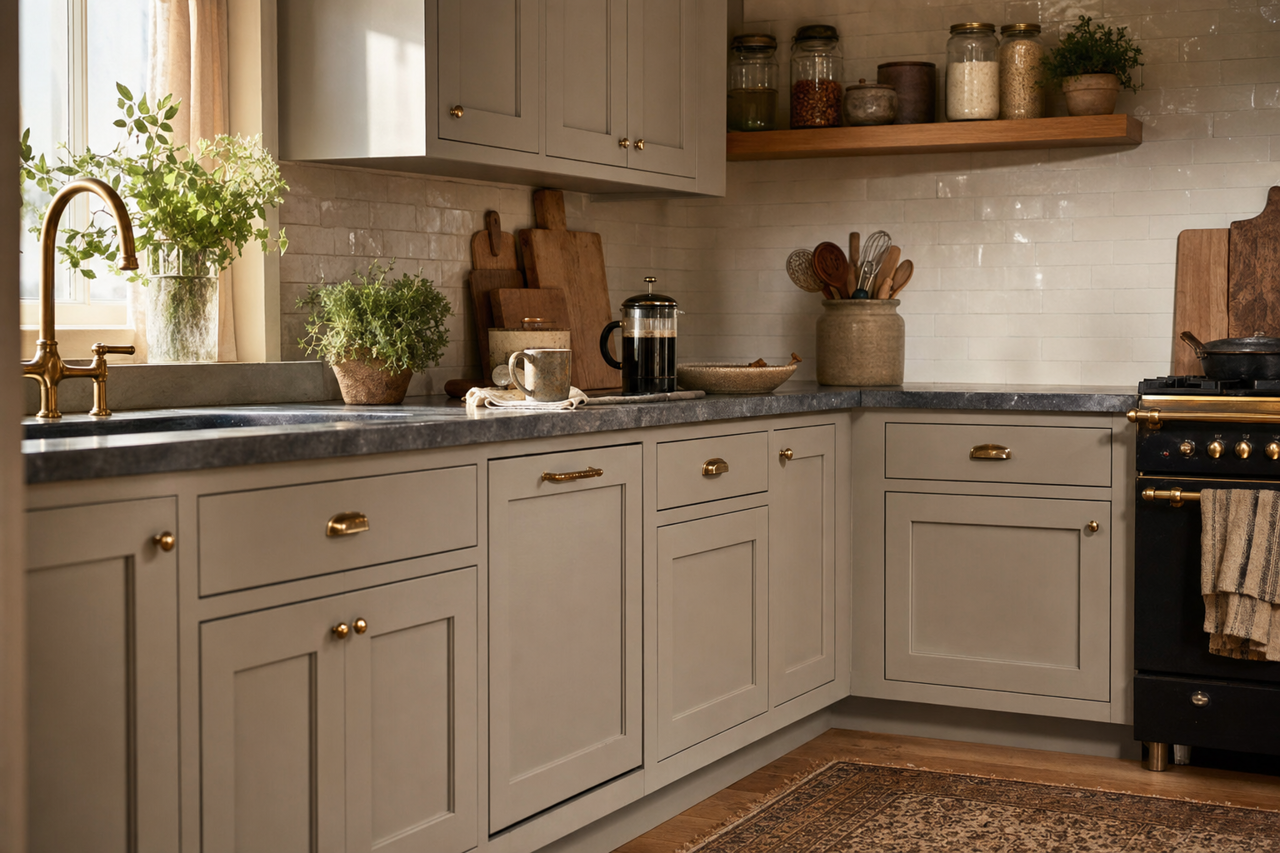 Pewter Tankard by Sherwin-Williams on cabinets