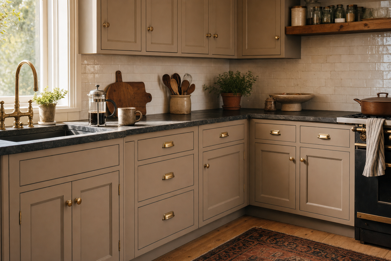 Curio Gray by Sherwin-Williams on cabinets