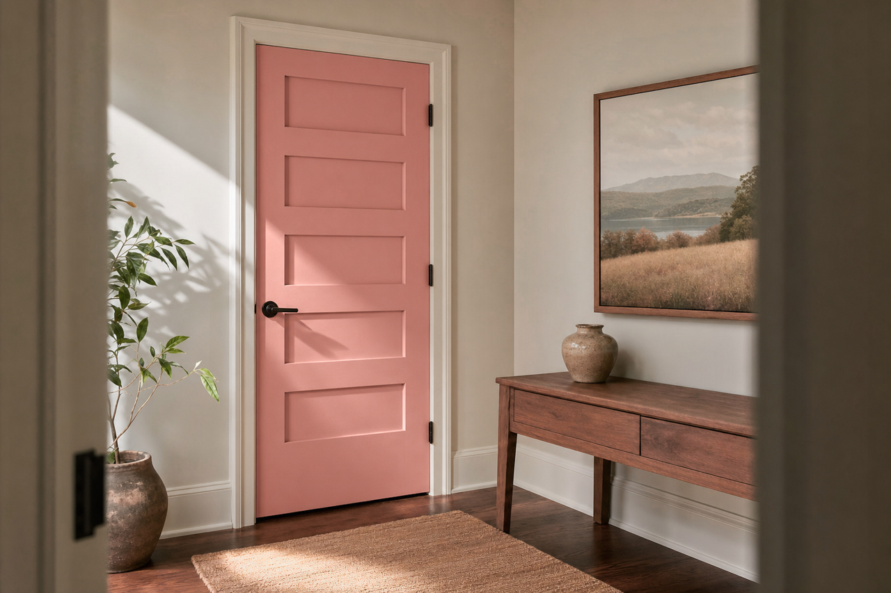 Rosedust by Sherwin-Williams on interior-doors