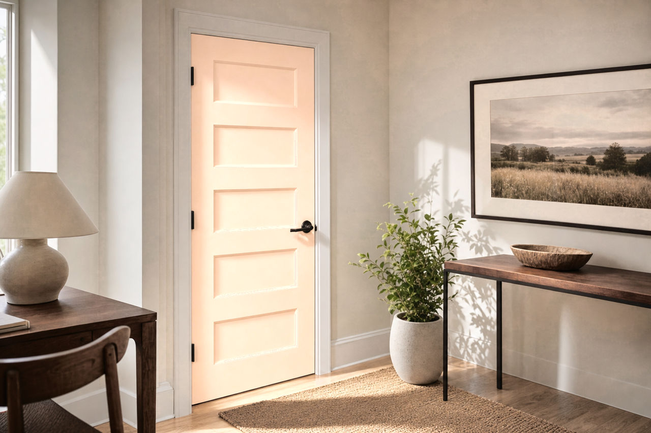 Aristocrat Peach by Sherwin-Williams on interior-doors