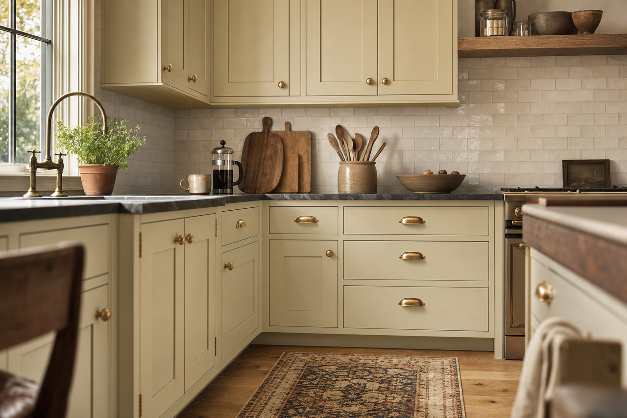 Acanthus by Sherwin-Williams on cabinets