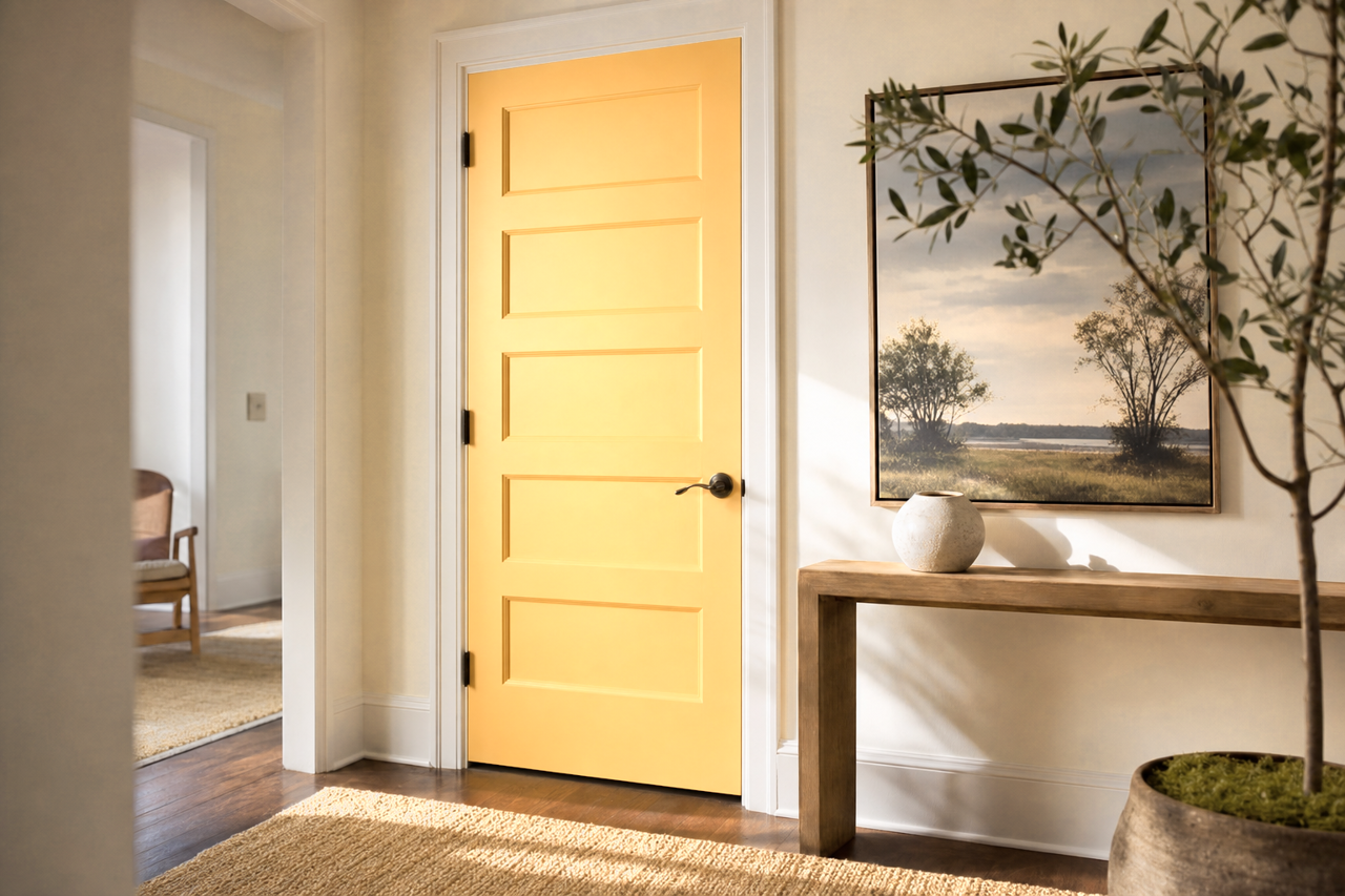 Colonial Yellow by Sherwin-Williams on interior-doors