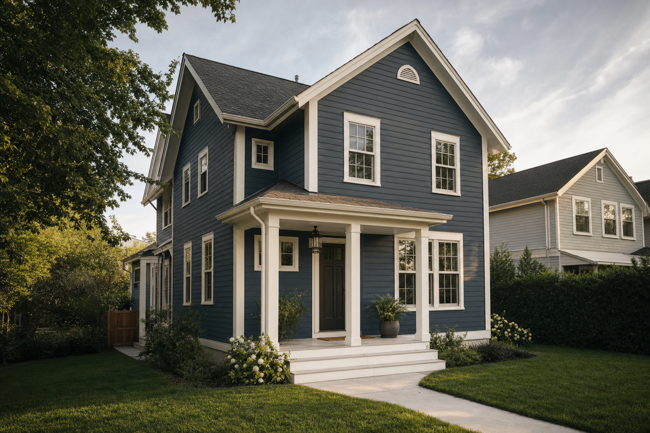 Needlepoint Navy by Sherwin-Williams on exterior