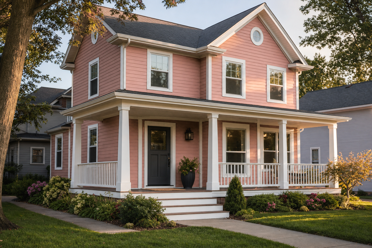 Roycroft Rose by Sherwin-Williams on exterior