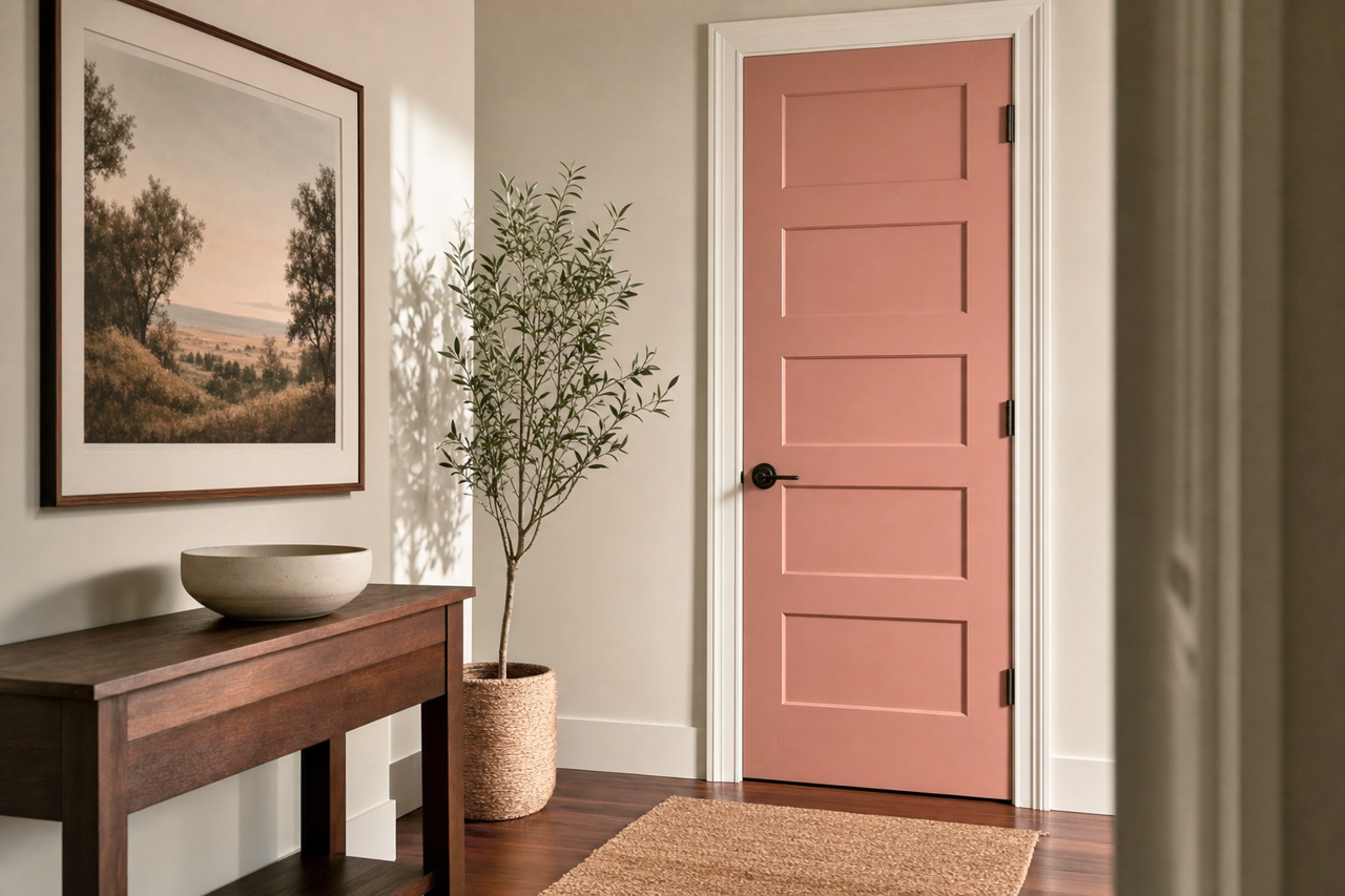 Roycroft Rose by Sherwin-Williams on interior-doors