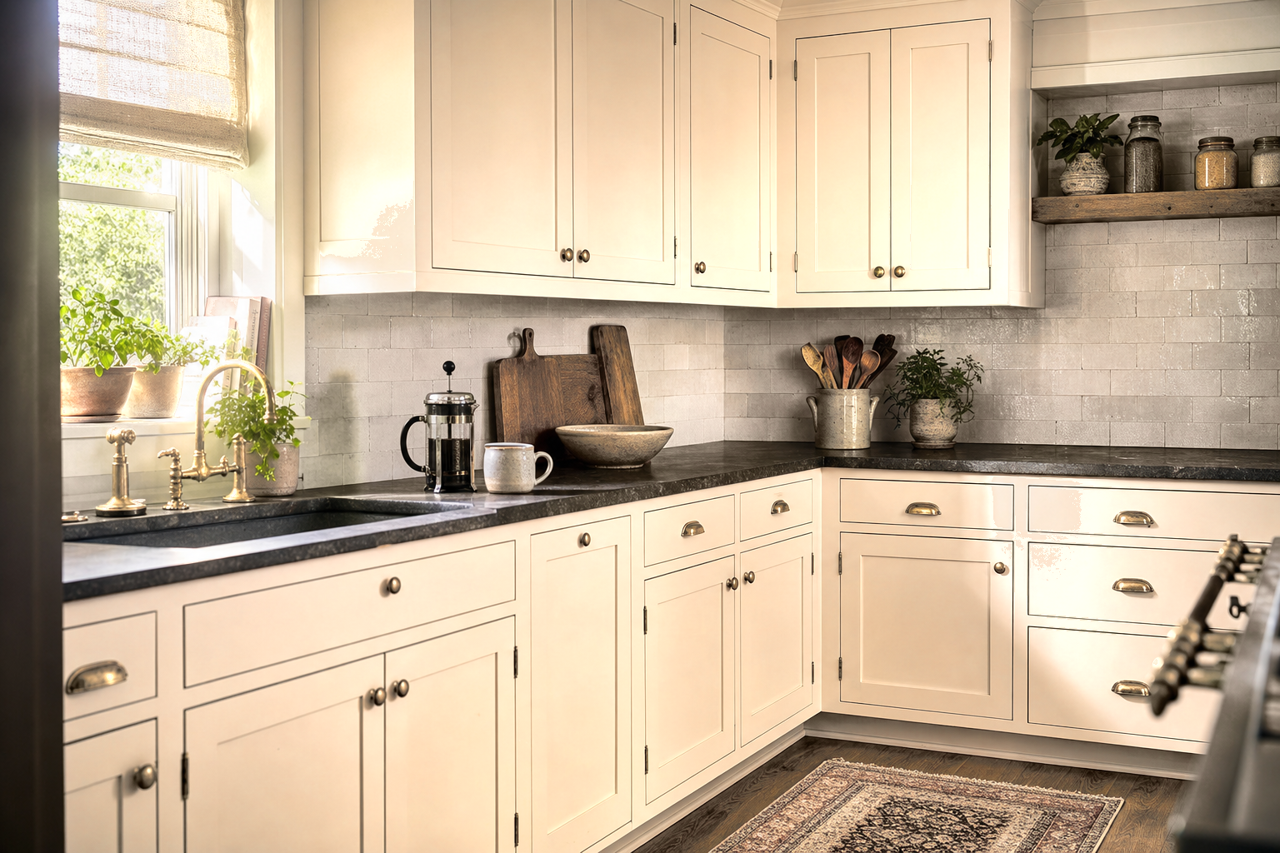 Indian White by Sherwin-Williams on cabinets