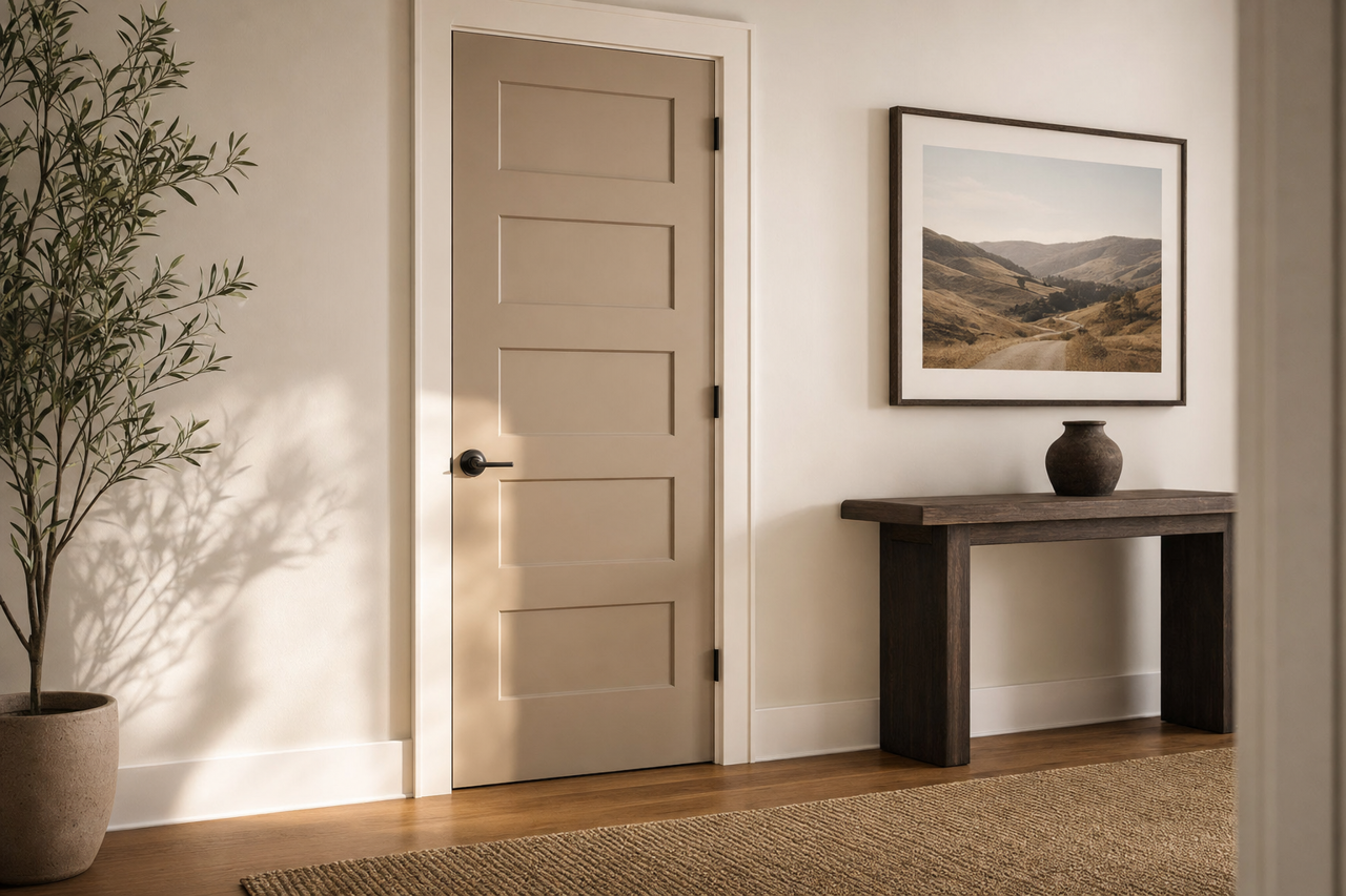 Morris Room Grey by Sherwin-Williams on interior-doors