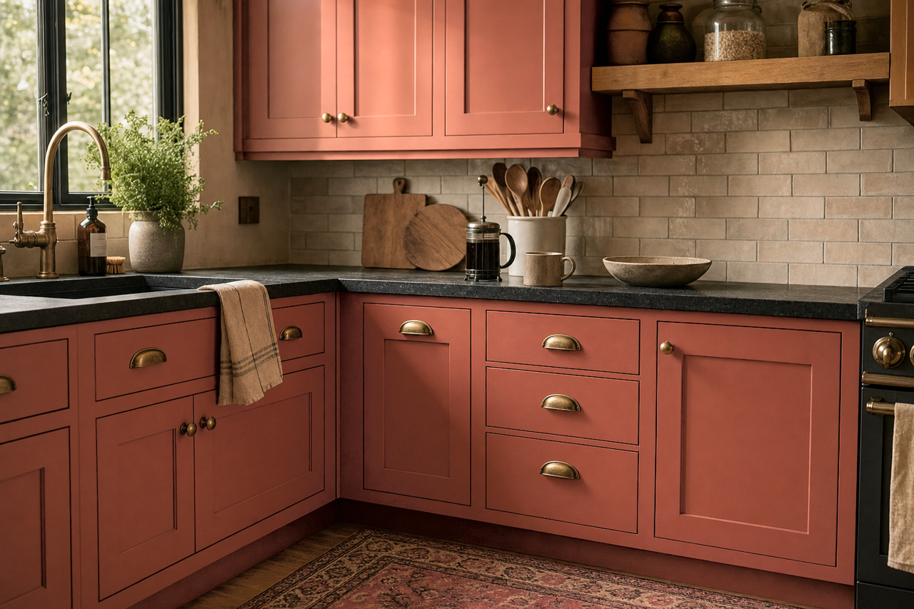 Roycroft Adobe by Sherwin-Williams on cabinets