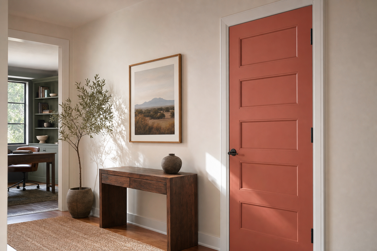 Roycroft Adobe by Sherwin-Williams on interior-doors