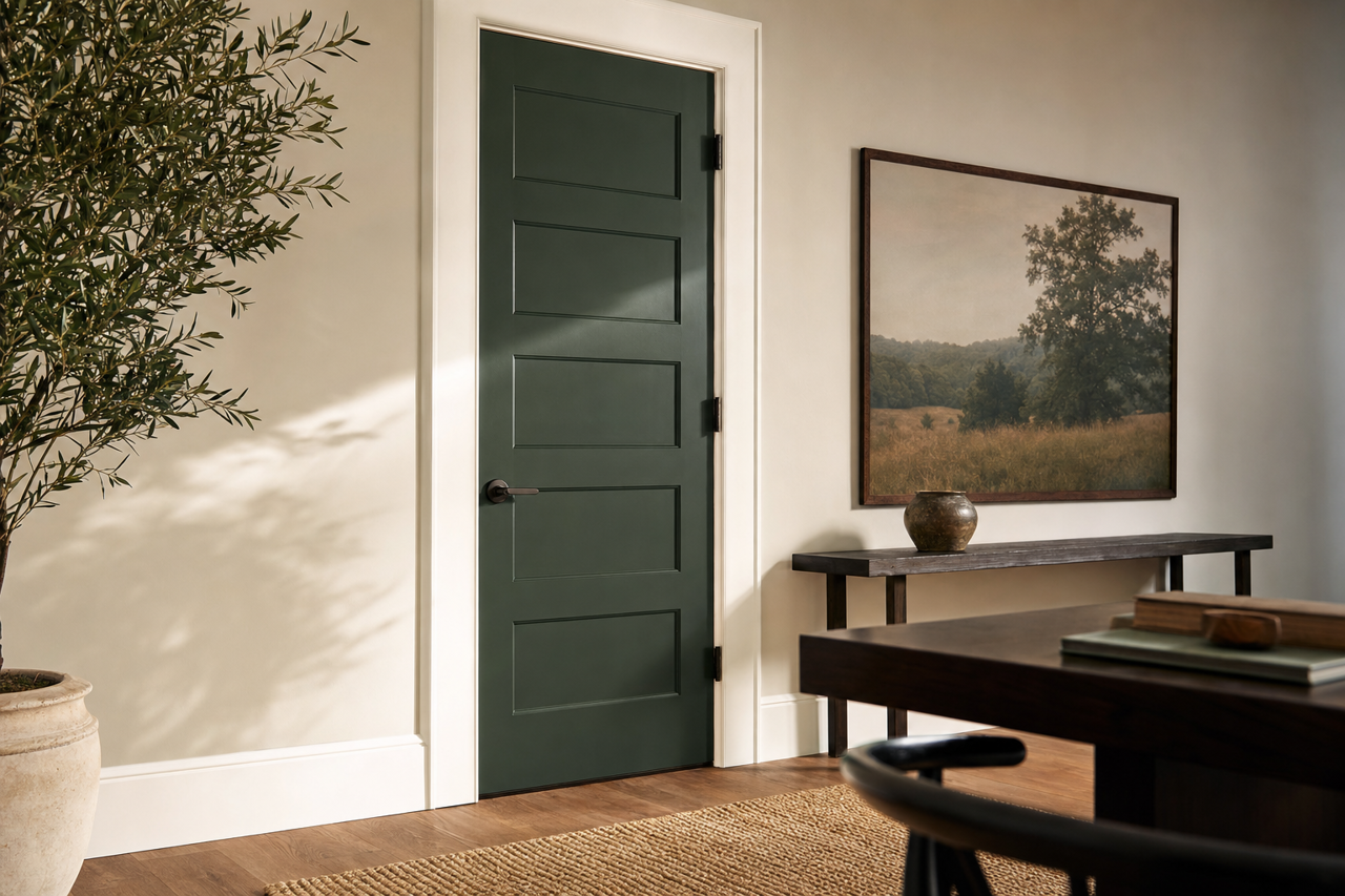 Dard Hunter Green by Sherwin-Williams on interior-doors