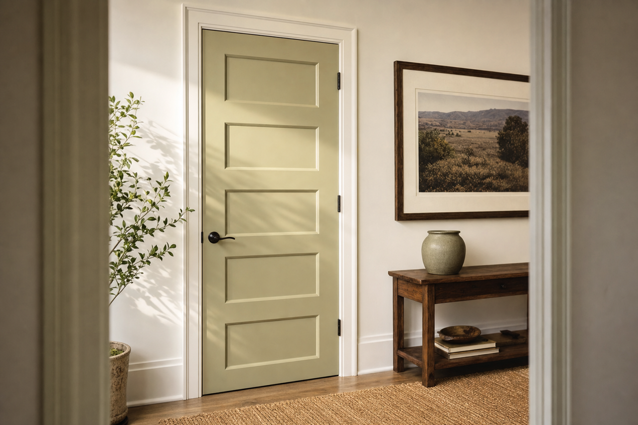 Ruskin Room Green by Sherwin-Williams on interior-doors