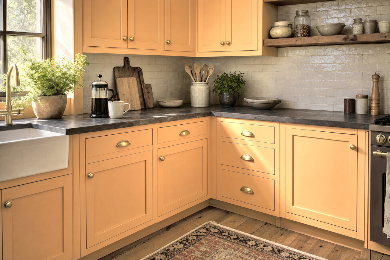 Hubbard Squash by Sherwin-Williams on cabinets