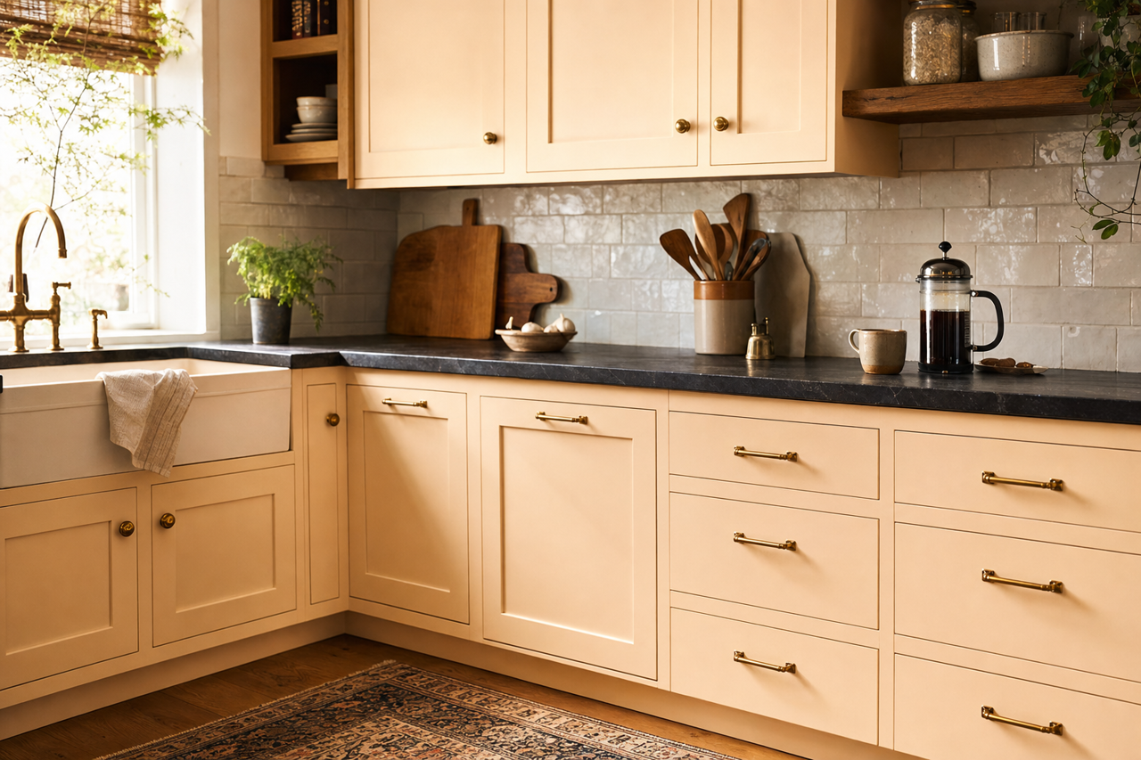 White Hyacinth by Sherwin-Williams on cabinets