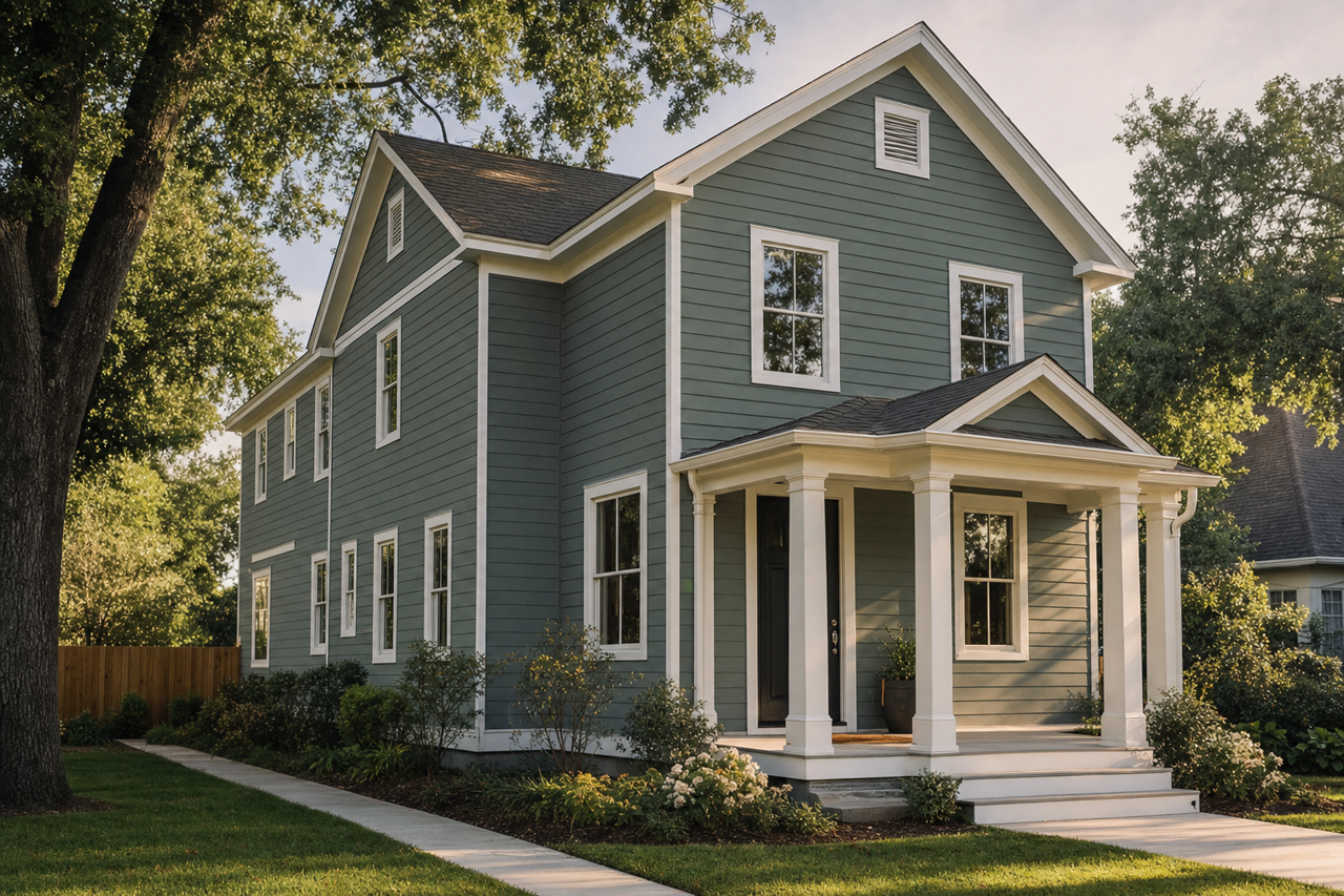 Studio Blue Green by Sherwin-Williams on exterior