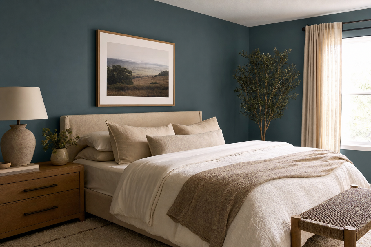 Bunglehouse Blue by Sherwin-Williams on interiors