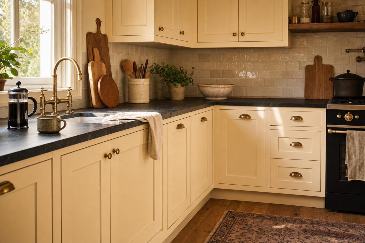 Classic Ivory by Sherwin-Williams on cabinets
