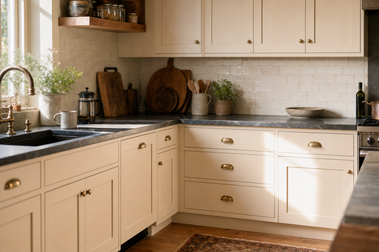 Porcelain by Sherwin-Williams on cabinets