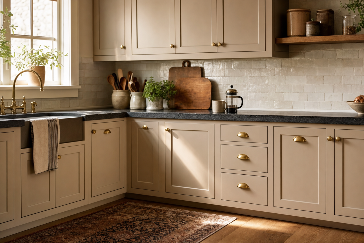 Twilight Gray by Sherwin-Williams on cabinets