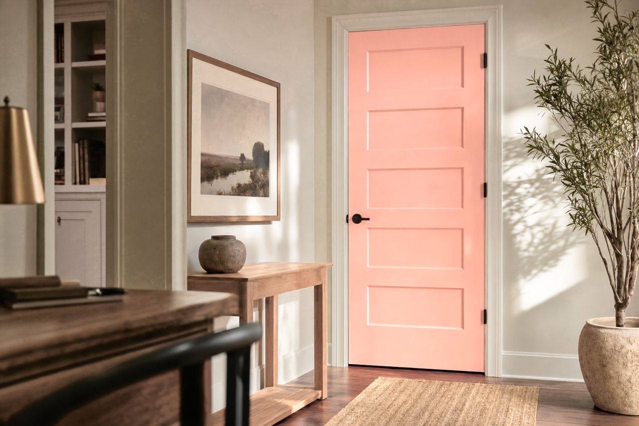 Jazz Age Coral by Sherwin-Williams on interior-doors