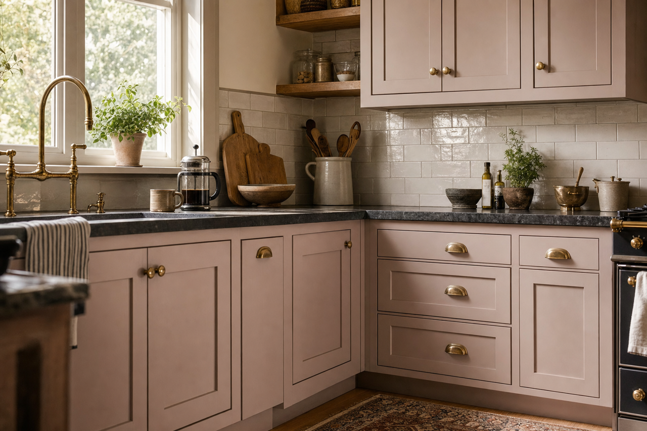 Studio Mauve by Sherwin-Williams on cabinets