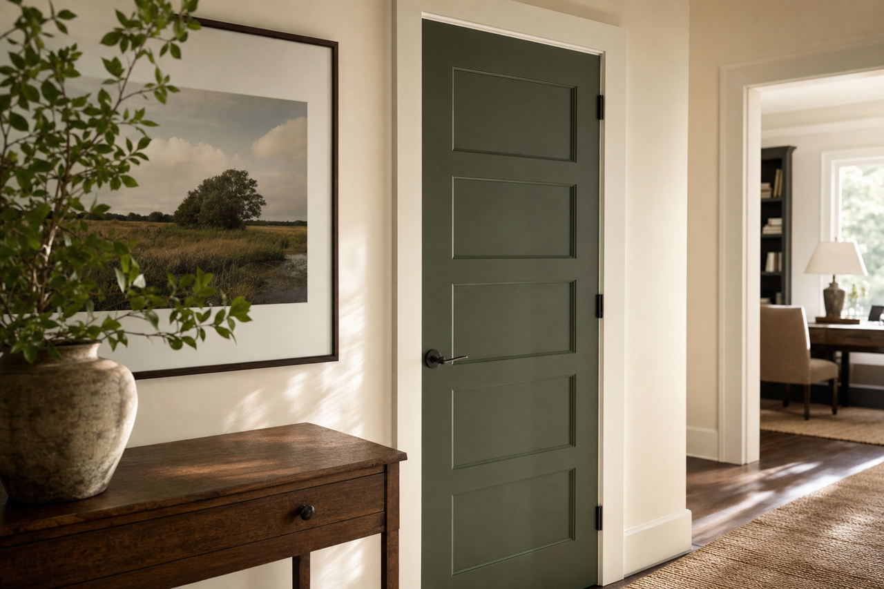 Vogue Green by Sherwin-Williams on interior-doors
