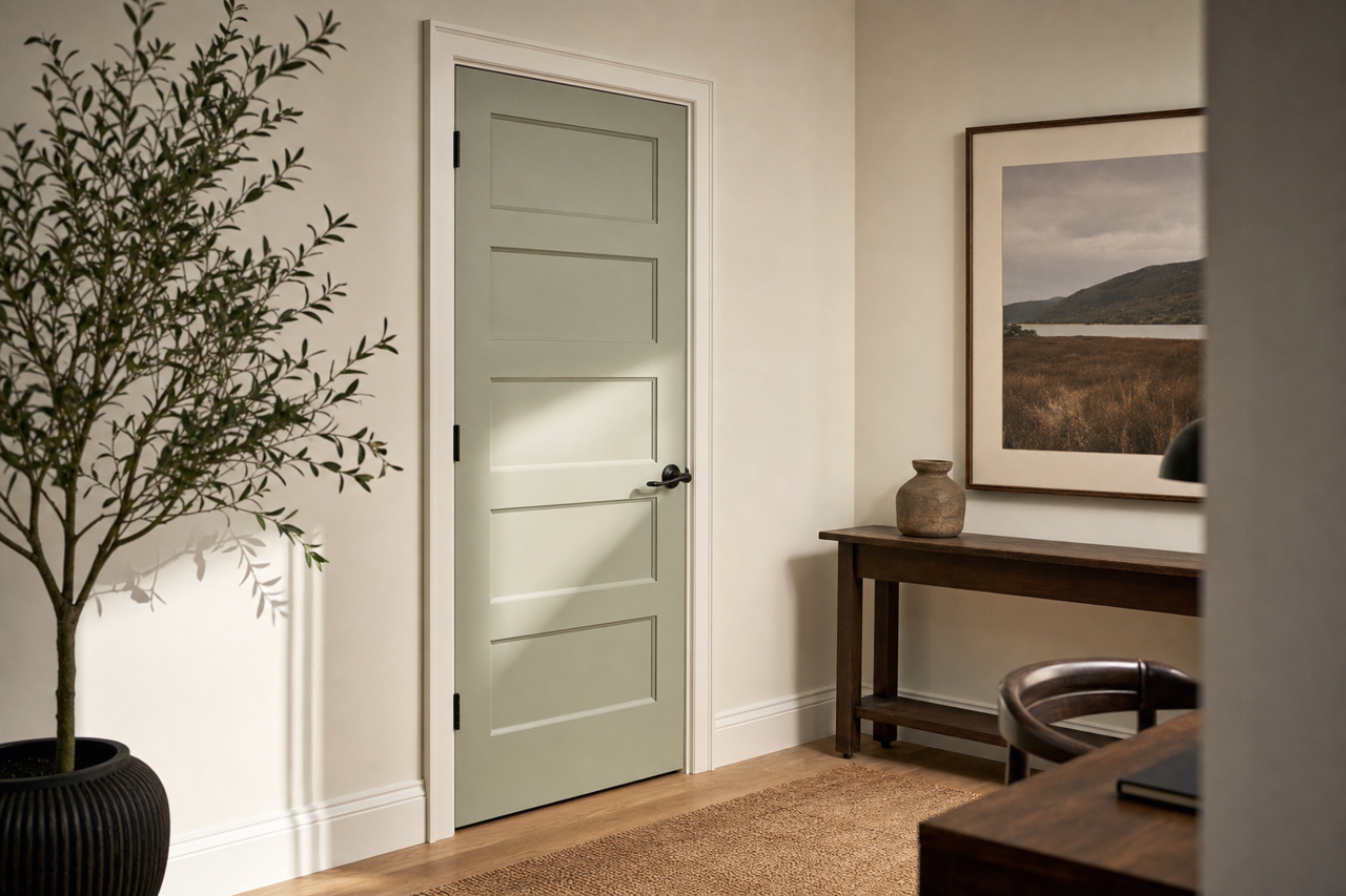 Cascade Green by Sherwin-Williams on interior-doors