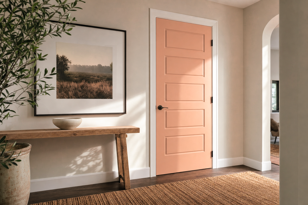 Rose Tan by Sherwin-Williams on interior-doors