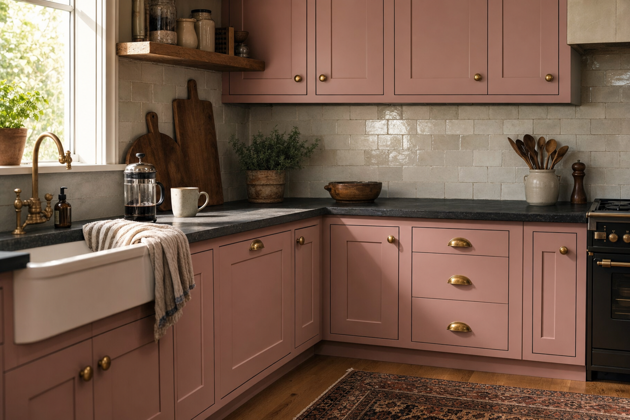 Orchid by Sherwin-Williams on cabinets