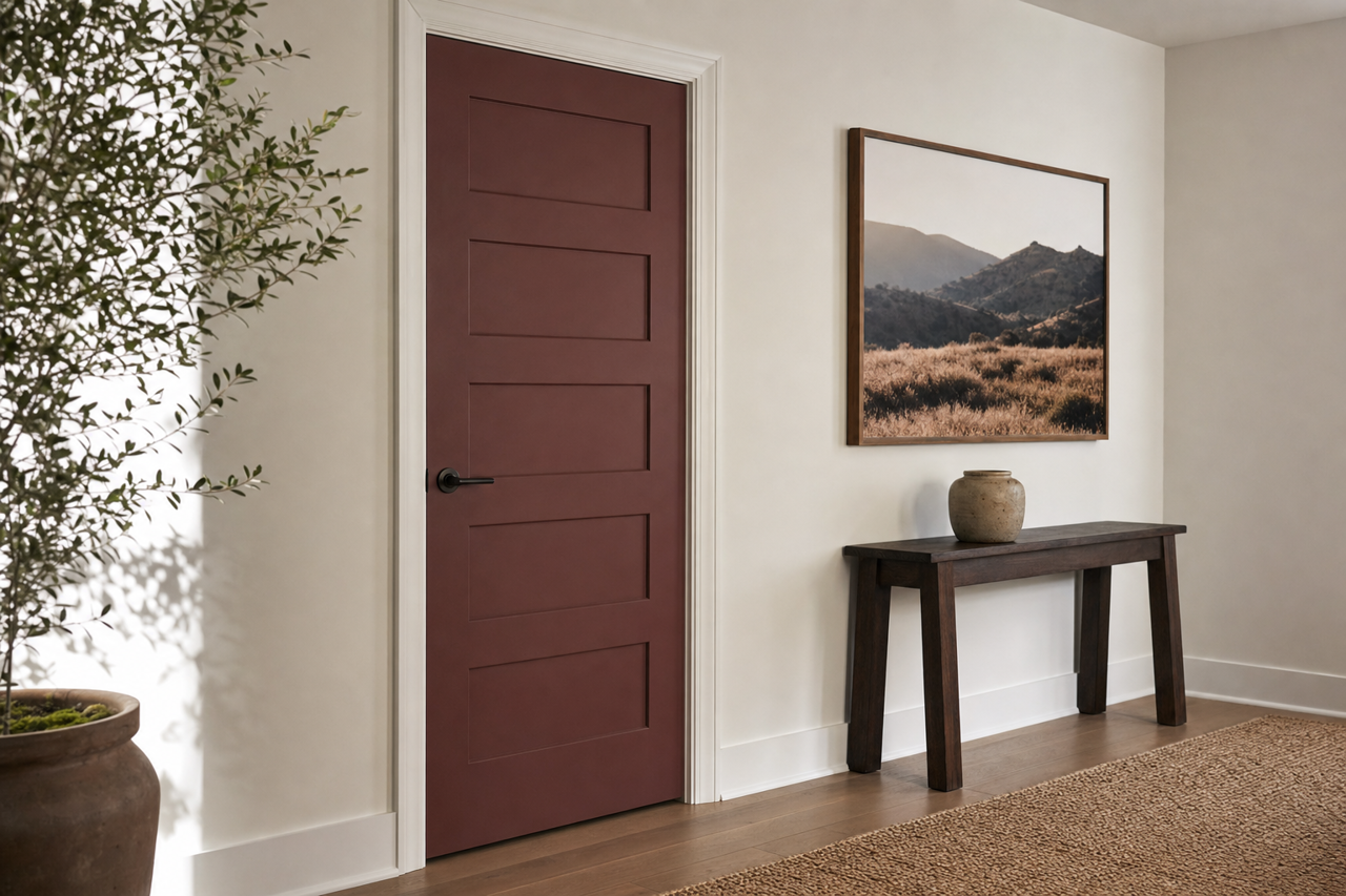 Deep Maroon by Sherwin-Williams on interior-doors