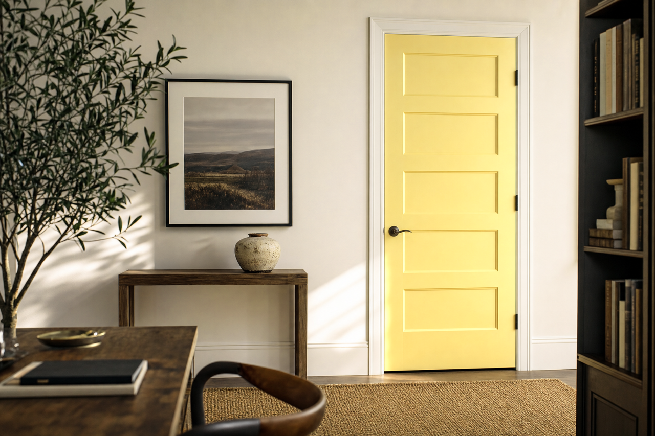Chartreuse by Sherwin-Williams on interior-doors