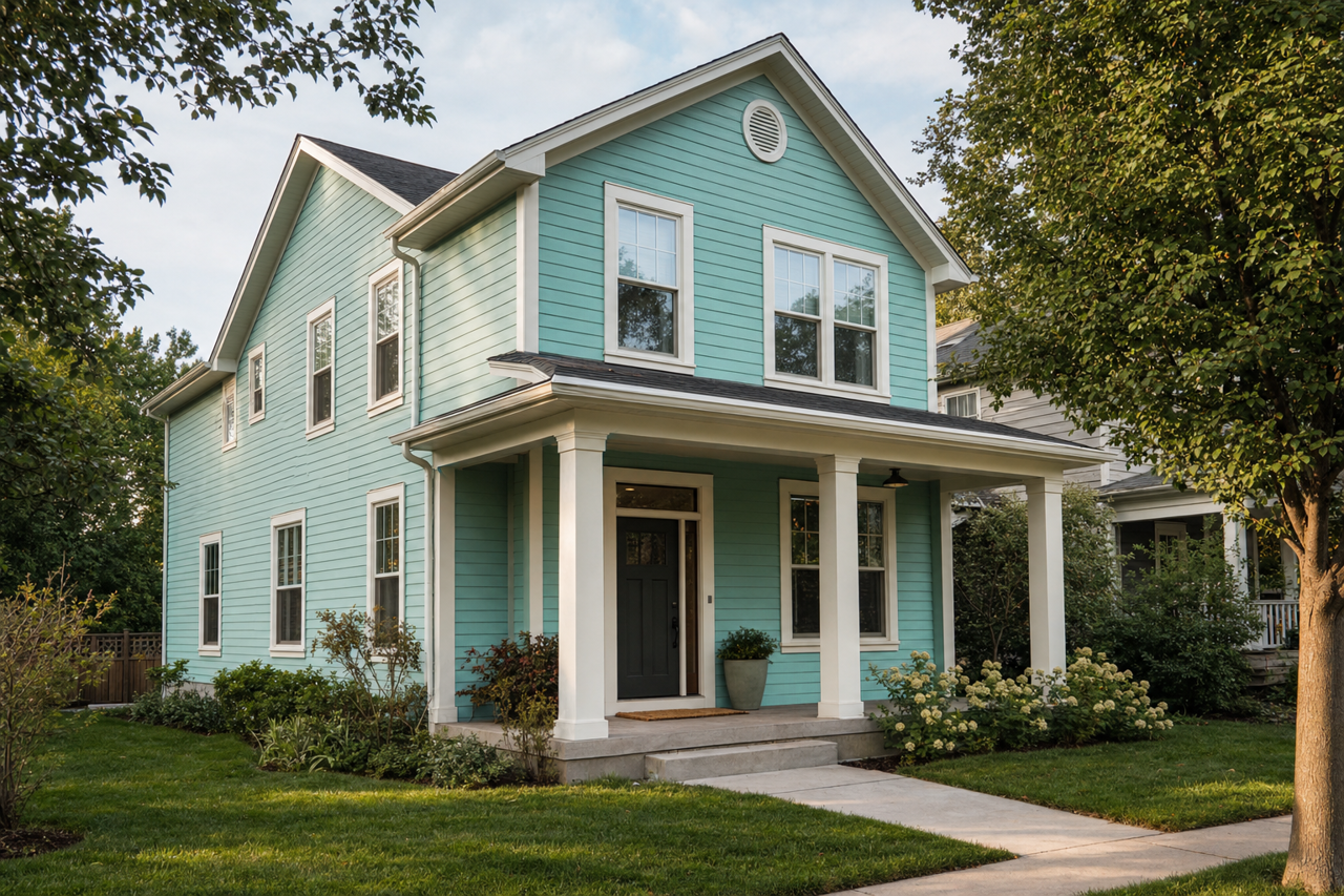 Holiday Turquoise by Sherwin-Williams on exterior