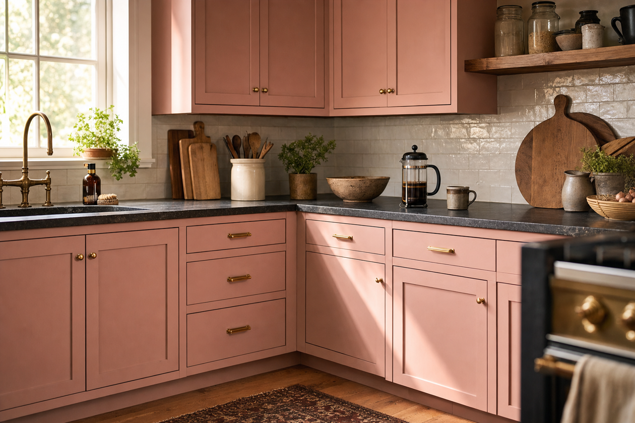 Appleblossom by Sherwin-Williams on cabinets