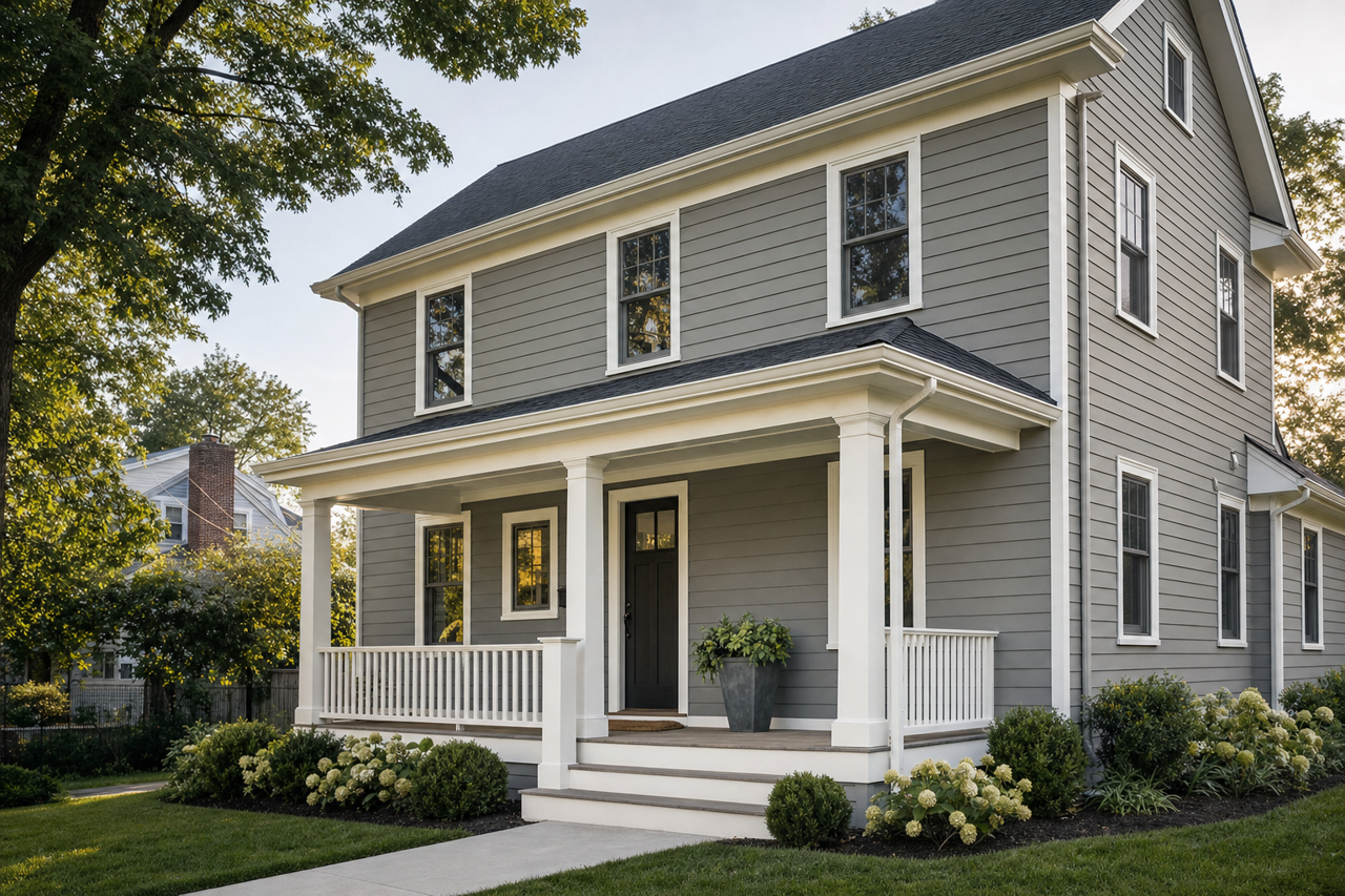 Classic French Gray by Sherwin-Williams on exterior