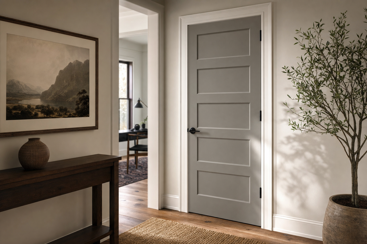 Classic French Gray by Sherwin-Williams on interior-doors