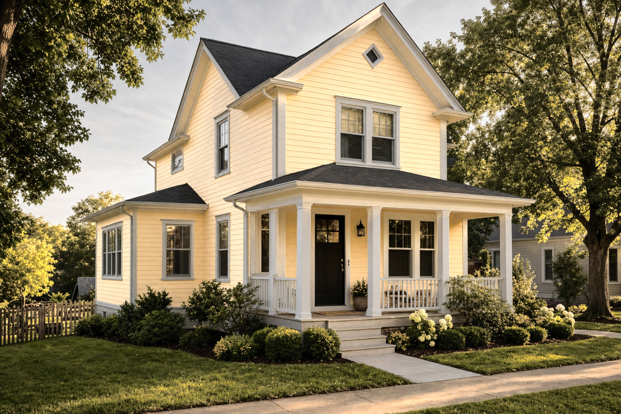 Sunbeam Yellow by Sherwin-Williams on exterior