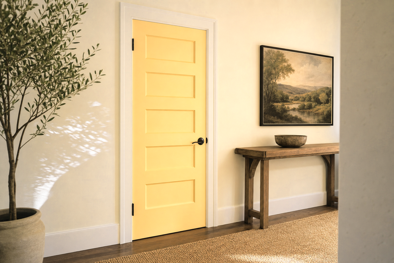 Sunbeam Yellow by Sherwin-Williams on interior-doors